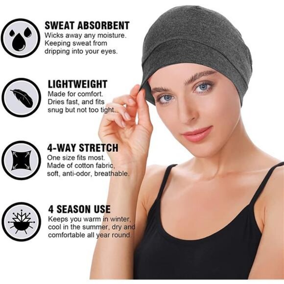 Skull Caps for Men Women, Headwear Bike Hard Hat Helmet Liner Beanie Sleep Caps - Picture 3 of 6